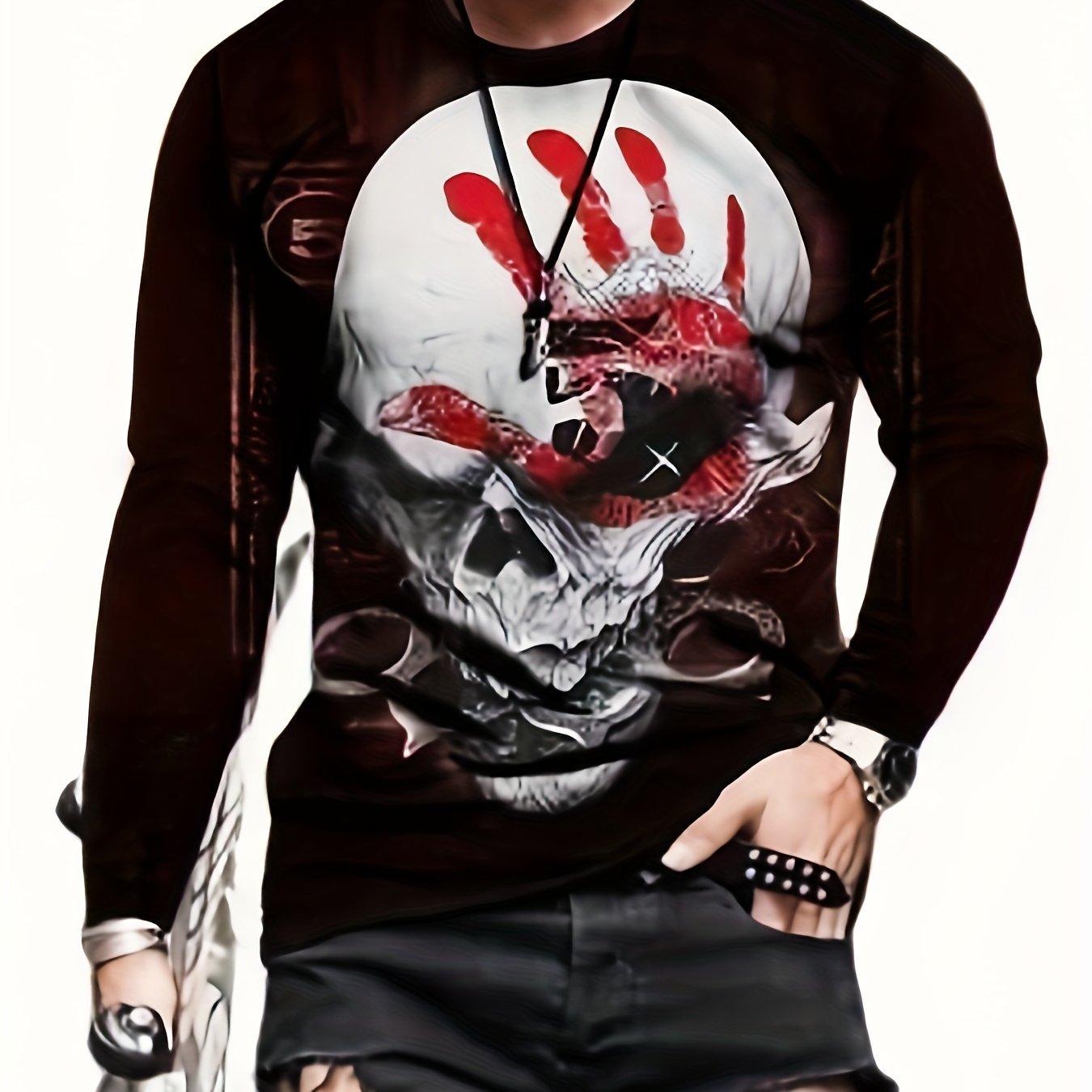 Plus Size Mens 3D Skull Palm Graphic Print Long Sleeve Casual T-Shirt - Soft Slight Stretch Polyester Fabric Crew Neck Perfect Spring Fall Seasons 6XL
Plus Size Mens 3D Skull Palm Graphic Print Long Sleeve Casual T-Shirt - Soft Slight Stretch Polyester Fabric Crew Neck Perfect Spring Fall Seasons 6XL