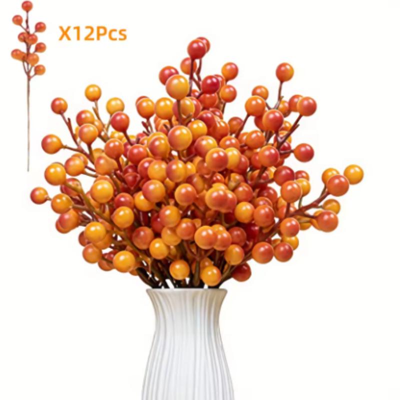 12 PCS Foam Artificial Holly Berry Orange Berry Branches DIY Home Vase Flower Arrangement Decoration
12 PCS Foam Artificial Holly Berry Orange Berry Branches DIY Home Vase Flower Arrangement Decoration