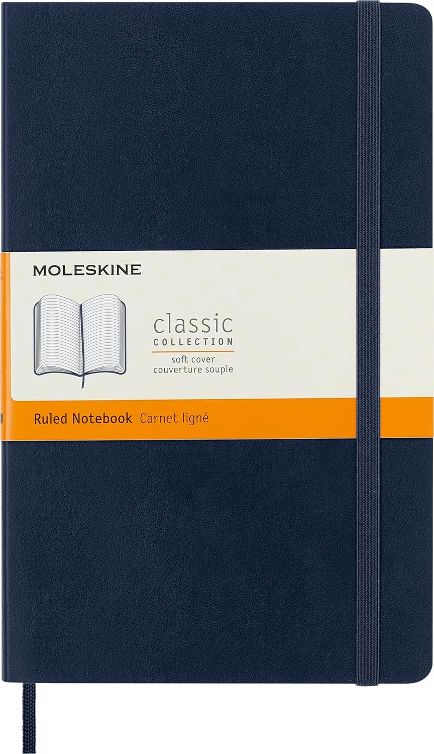 Moleskine Classic Notebook, Large, Ruled, Sapphire Blue, Soft Cover (5 x 8.25)
Moleskine Classic Notebook, Large, Ruled, Sapphire Blue, Soft Cover (5 x 8.25)