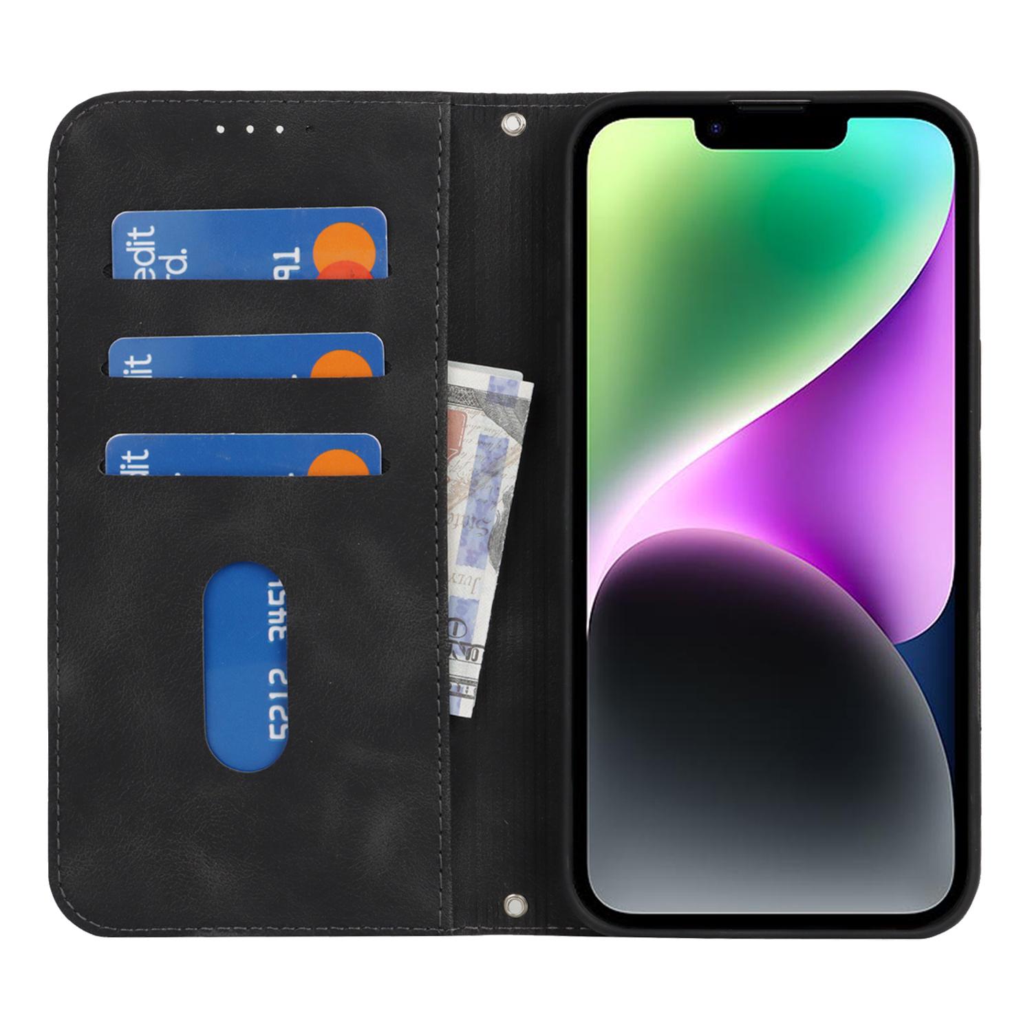 For iPhone 14/13 Stand Case Magnetic Closure Skin Touch Leather Flip Phone Cover with Wallet Black
For iPhone 14/13 Stand Case Magnetic Closure Skin Touch Leather Flip Phone Cover with Wallet Black