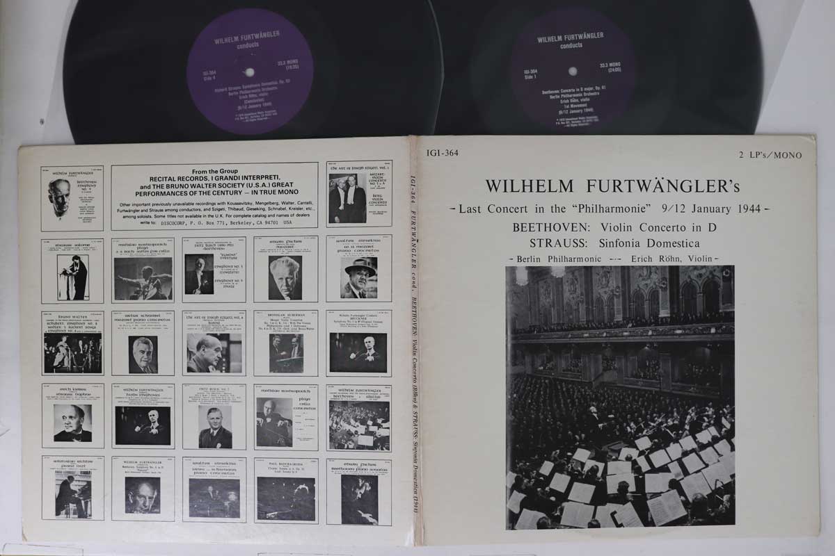 LP Record WILHELM FURTWANGLER ERICH ROHN Beethoven Strauss Last Concert In IGI364 I GRANDI INTER US Classical Used
LP Record WILHELM FURTWANGLER ERICH ROHN Beethoven Strauss Last Concert In IGI364 I GRANDI INTER US Classical Used