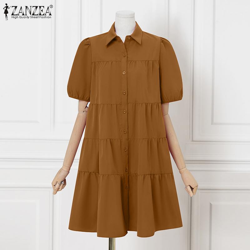 ZANZEA Женское платье-рубашка с лацканами, рукавами-буфами, однотонное, с оборками, повседневное, плиссированное 4XL хаки
ZANZEA Женское платье-рубашка с лацканами, рукавами-буфами, однотонное, с оборками, повседневное, плиссированное 4XL хаки