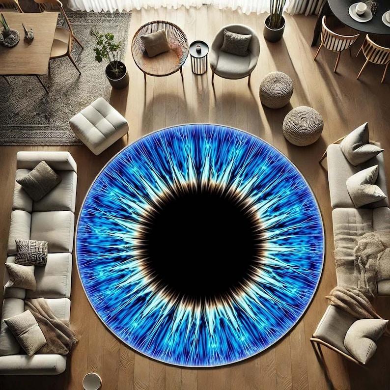3D Realistic Eye Round Rug,Blue Black Iris Optical Illusion Carpet,Modern Living Room Floor Decor,Unique Your Eyes Print Mat Diameter 100cm
3D Realistic Eye Round Rug,Blue Black Iris Optical Illusion Carpet,Modern Living Room Floor Decor,Unique Your Eyes Print Mat Diameter 100cm