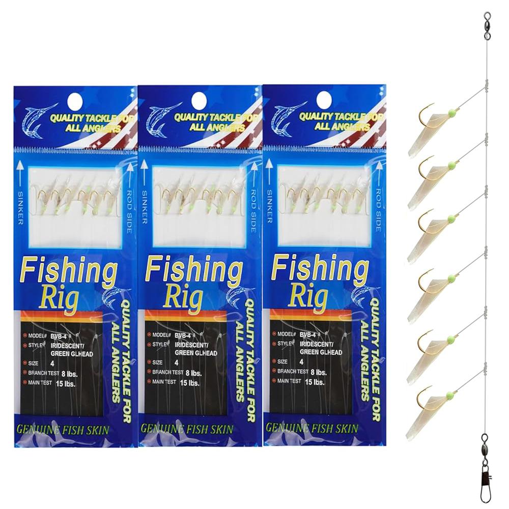 3Pcs Fishing Rigs Fishing Lures Bait Rigs Luminous Fishing Rigs Freshwater Saltwater Real Fish Skin Rigs with Hooks Swivels
3Pcs Fishing Rigs Fishing Lures Bait Rigs Luminous Fishing Rigs Freshwater Saltwater Real Fish Skin Rigs with Hooks Swivels