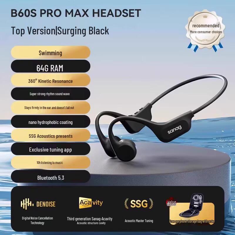 Sanag B60spro Max Bone Conduction Sport Headphones
Sanag B60spro Max Bone Conduction Sport Headphones