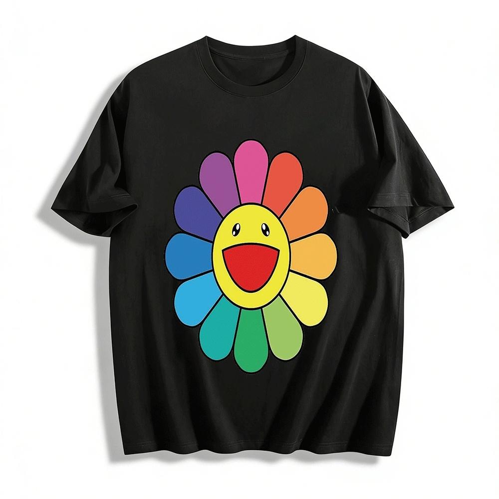 Classic Takashi Murakami Rainbow Sunflower Print Casual Tee Pure cotton T-shirt XXS
Classic Takashi Murakami Rainbow Sunflower Print Casual Tee Pure cotton T-shirt XXS