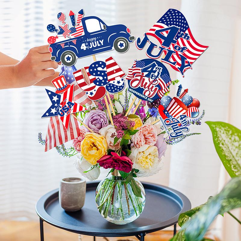 18 шт. декоративных пиков на 4 июля для наполнения вазы, бумажные, патриотический грузовик, американский флаг, коктейльные пики, настольные центральные элементы
18 шт. декоративных пиков на 4 июля для наполнения вазы, бумажные, патриотический грузовик, американский флаг, коктейльные пики, настольные центральные элементы