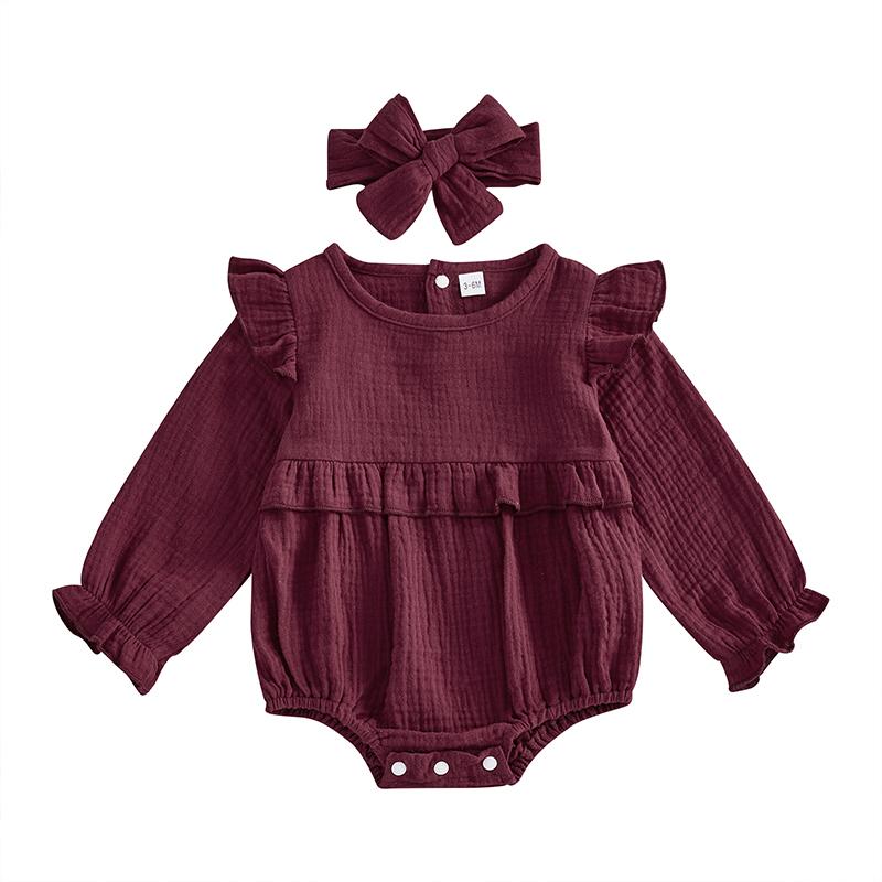 Baby Girl 2Pcs Fall Outfits Long Sleeve Solid Color Ruffle Romper with Headband Set Infant Clothes 0-3M красный
Baby Girl 2Pcs Fall Outfits Long Sleeve Solid Color Ruffle Romper with Headband Set Infant Clothes 0-3M красный