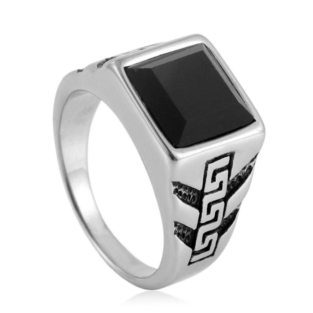 Titanium Steel Black Agate Great Wall Pattern Ring Retro Punk Trend Stainless Steel Black Gem Square Ring 13
Titanium Steel Black Agate Great Wall Pattern Ring Retro Punk Trend Stainless Steel Black Gem Square Ring 13