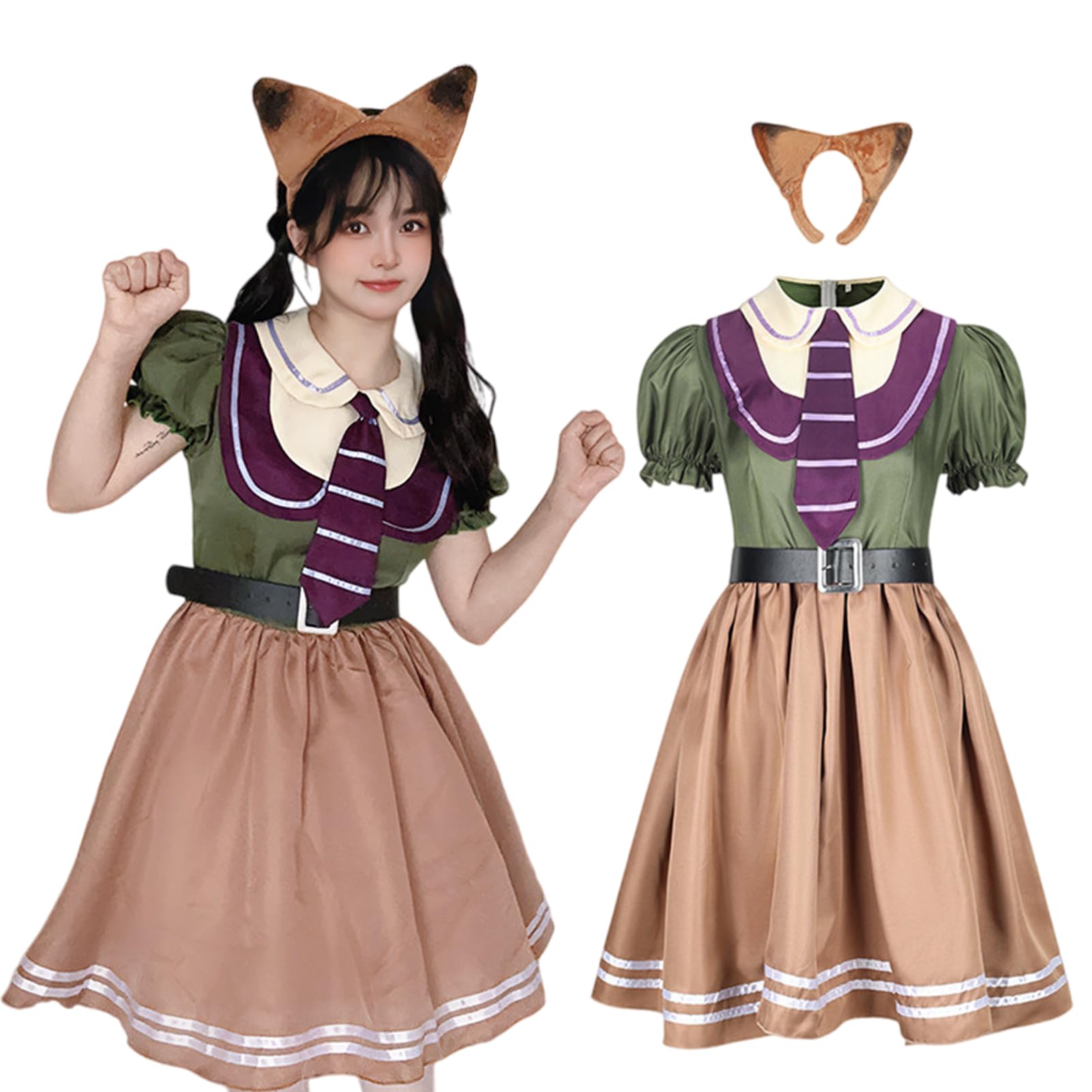 Moerstar Хэллоуин Косплей Кролик Полиция Аниме Кролик Лолита на День Рождения Школа Полиция Размер Костюм из 5 предметов, Костюм, Женский, Платье, Косплей, Галстук,