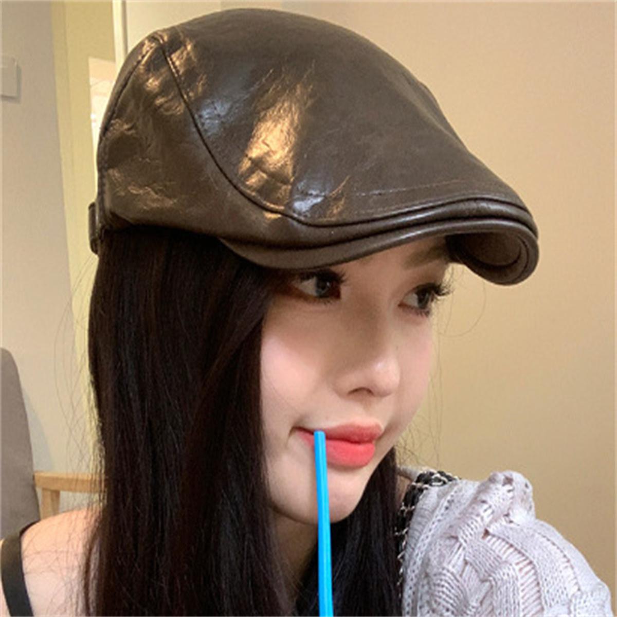 Breathable coffee-colored women s British retro style octagonal PU leather beret for spring and autumn, brown knitted painter s
Breathable coffee-colored women s British retro style octagonal PU leather beret for spring and autumn, brown knitted painter s