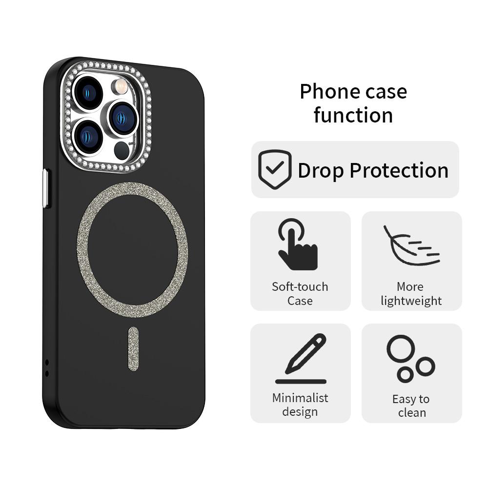 For iPhone 13 Pro Case Compatible with MagSafe TPU+PET Phone Cover with Rhinestone Decor Lens Frame Purple
For iPhone 13 Pro Case Compatible with MagSafe TPU+PET Phone Cover with Rhinestone Decor Lens Frame Purple