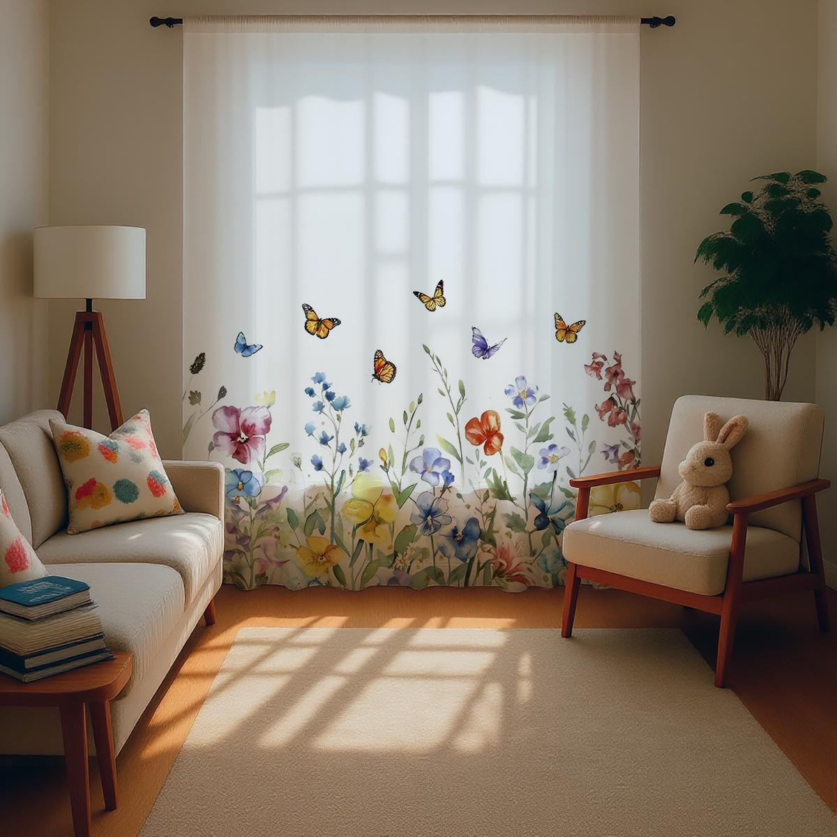 Single Panel Modern Semi Transparent Filter Window Curtain Floral Plant Background Pole Mounted Suitable Living Room Be Blackout Polyester Ideal For W100*H70(CM)-Rod Pocket&2PCS
Single Panel Modern Semi Transparent Filter Window Curtain Floral Plant Background Pole Mounted Suitable Living Room Be Blackout Polyester Ideal For W100*H70(CM)-Rod Pocket&2PCS