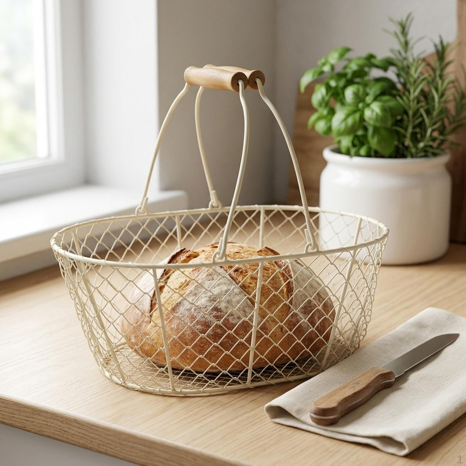Portable Wire Basket with Wooden Handle, Versatile Storage Basket, Fruit Picnic for бежевий
Portable Wire Basket with Wooden Handle, Versatile Storage Basket, Fruit Picnic for бежевий