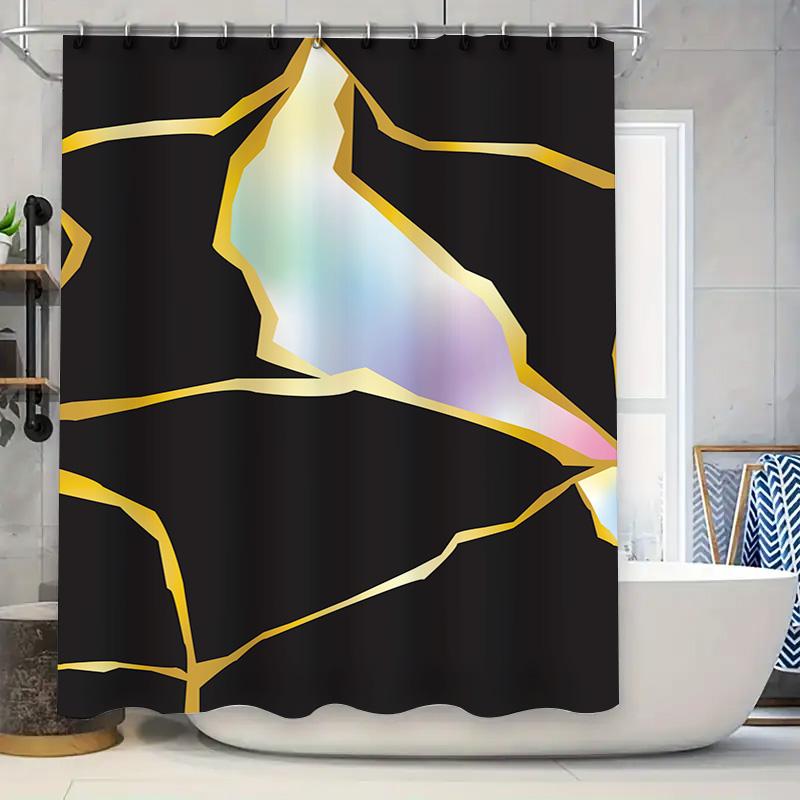 Modern Luxe Elegance: Black And Gold Cracked Marble Shower Curtain For A Chic And Sophisticated Bathroom Dcor W60H190(CM)-1 Pcs
Modern Luxe Elegance: Black And Gold Cracked Marble Shower Curtain For A Chic And Sophisticated Bathroom Dcor W60H190(CM)-1 Pcs