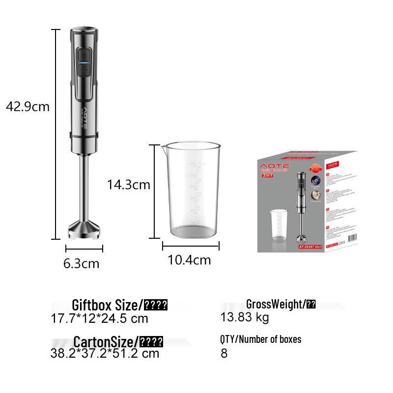 AOTE European Standard Multi-functional High-Power Hand Blender and Food Processor
AOTE European Standard Multi-functional High-Power Hand Blender and Food Processor