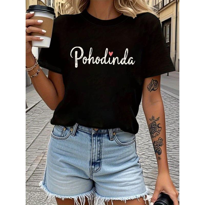 Serbian Pohodinda Letter Print Women s T-shirt, Short Sleeve Crew Neck Casual Top for Summer & Spring, Women s Clothing S чёрный
Serbian Pohodinda Letter Print Women s T-shirt, Short Sleeve Crew Neck Casual Top for Summer & Spring, Women s Clothing S чёрный
