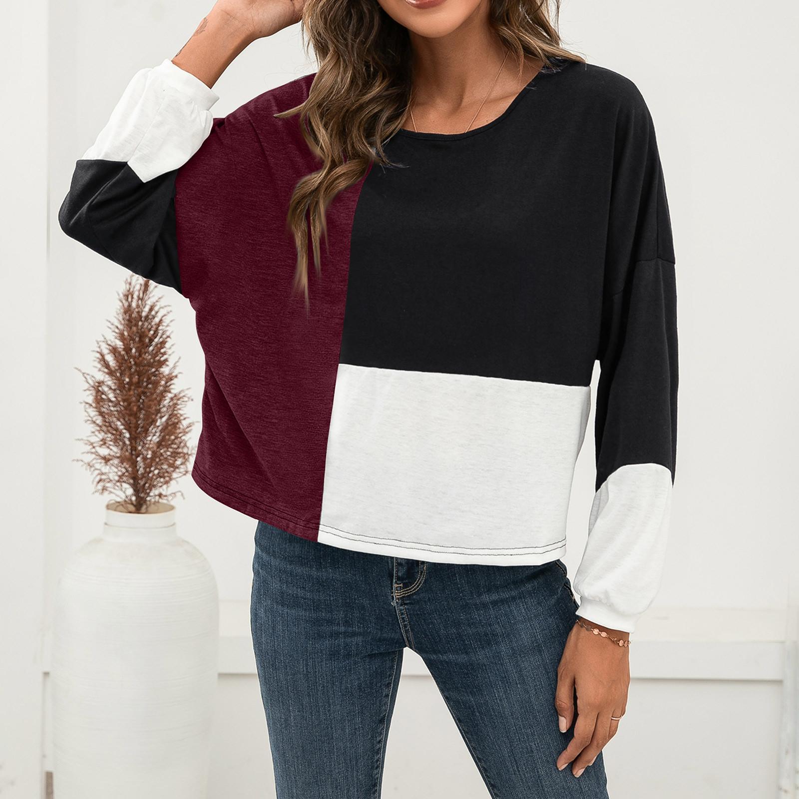 Женский темпераментный цветной топ с длинными рукавами и круглым вырезом со свободной строчкой XL винный
Женский темпераментный цветной топ с длинными рукавами и круглым вырезом со свободной строчкой XL винный