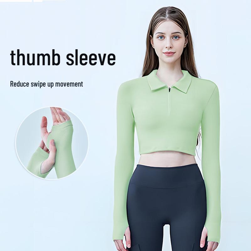 European and American Slim-Fit Long Sleeve Yoga Crop Top with Turn-Down Collar - Women s Fitness and Running Apparel Small
European and American Slim-Fit Long Sleeve Yoga Crop Top with Turn-Down Collar - Women s Fitness and Running Apparel Small