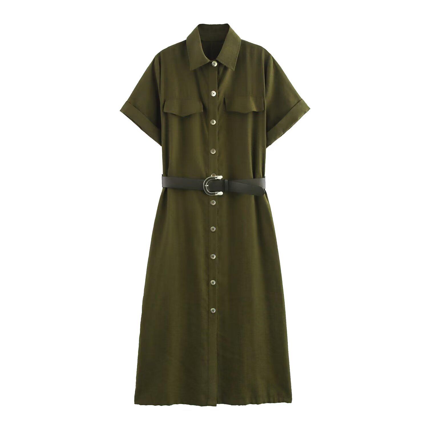 2025 Spring/Summer Women s Belted Slim Fit Shirt Dress with Short Sleeves & Turn-Down Collar. Large армия зеленый
2025 Spring/Summer Women s Belted Slim Fit Shirt Dress with Short Sleeves & Turn-Down Collar. Large армия зеленый