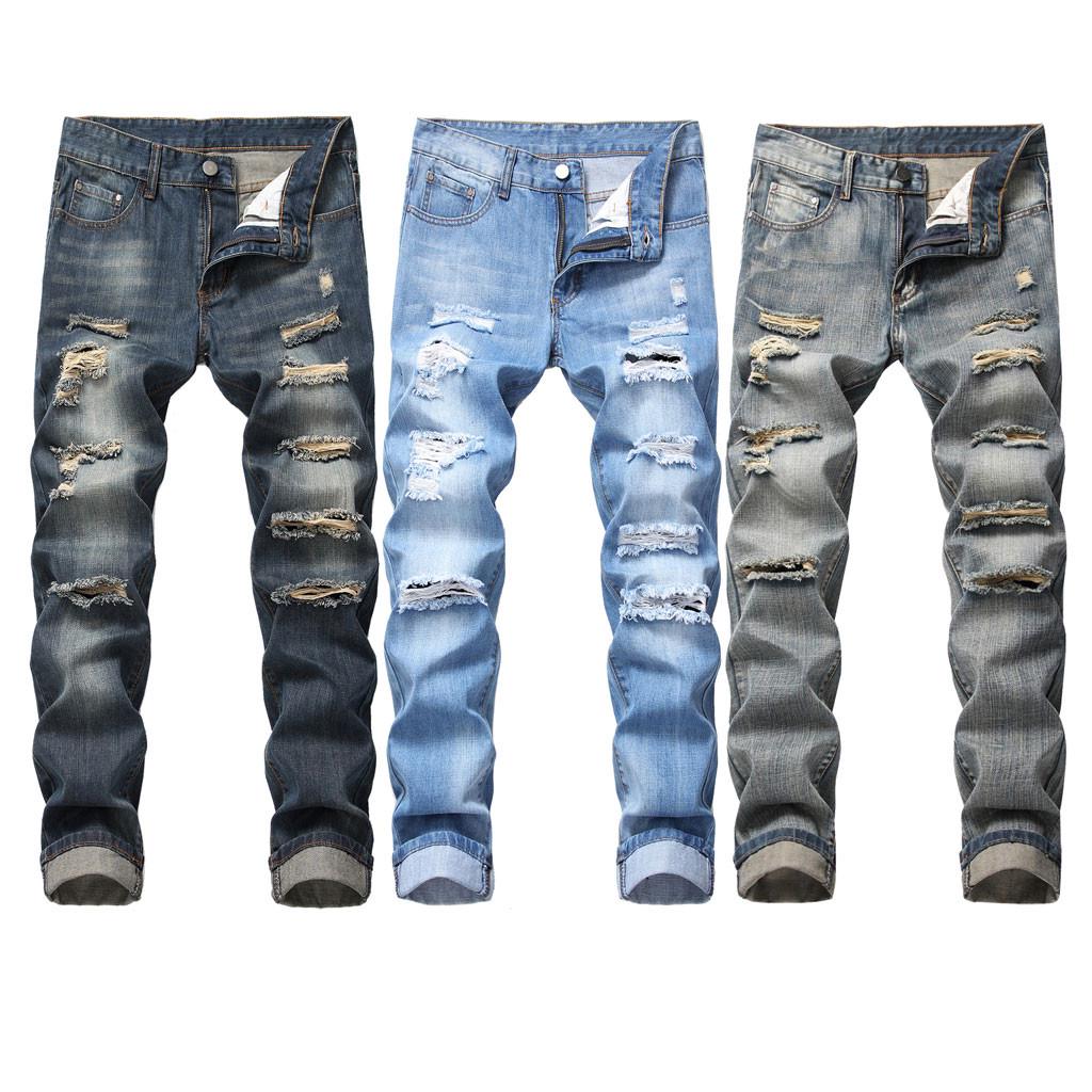 Мужская мода Slim Fit Личность прямые повседневные рваные джинсы Джинсовые брюки 30 синий
Мужская мода Slim Fit Личность прямые повседневные рваные джинсы Джинсовые брюки 30 синий
