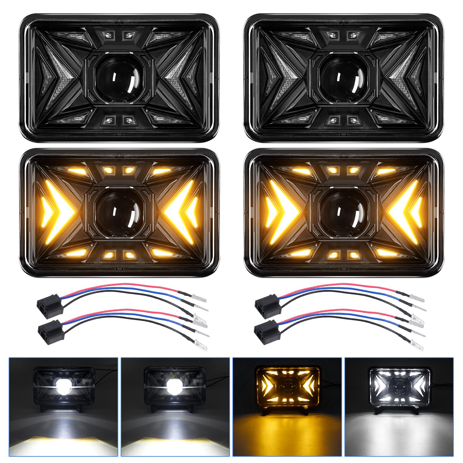 4Pcs 5 inch 4x6 Car LED Headlights 4x6 Inch Rectangular Headlights with High Low Beam DRL Turn Signal Compatible with чёрный
4Pcs 5 inch 4x6 Car LED Headlights 4x6 Inch Rectangular Headlights with High Low Beam DRL Turn Signal Compatible with чёрный