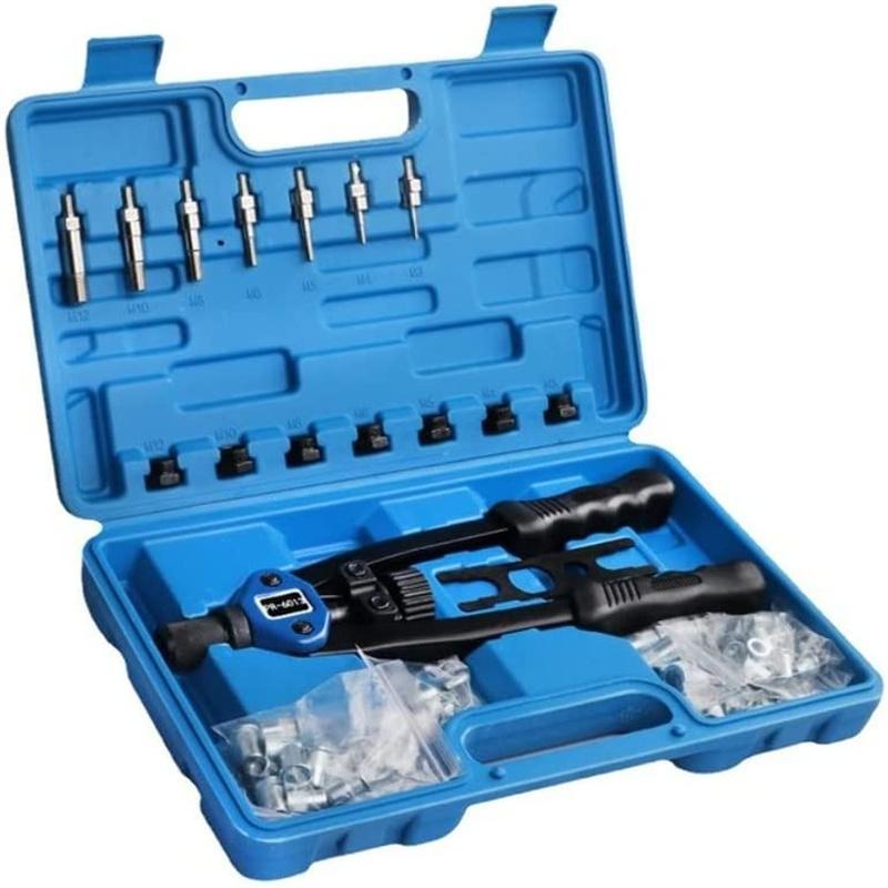 33 cm Nietmuttern-Werkzeug, Handnieten-Setter Kit mit 110 Nietmuttern, 8 metrische und SAE-Dornen M3, M4, M5, M6, M8, M1
33 cm Nietmuttern-Werkzeug, Handnieten-Setter Kit mit 110 Nietmuttern, 8 metrische und SAE-Dornen M3, M4, M5, M6, M8, M1