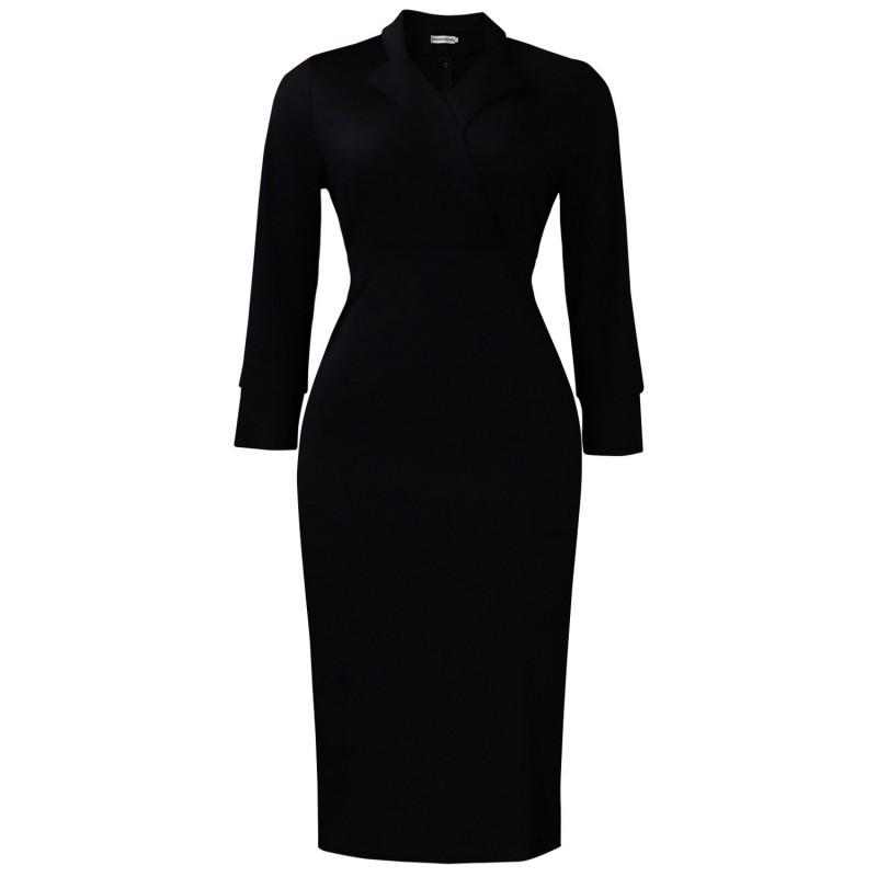 European American New Style Suit Collar Long Sleeves Elegant Hip Waist African Dress S чорний
European American New Style Suit Collar Long Sleeves Elegant Hip Waist African Dress S чорний