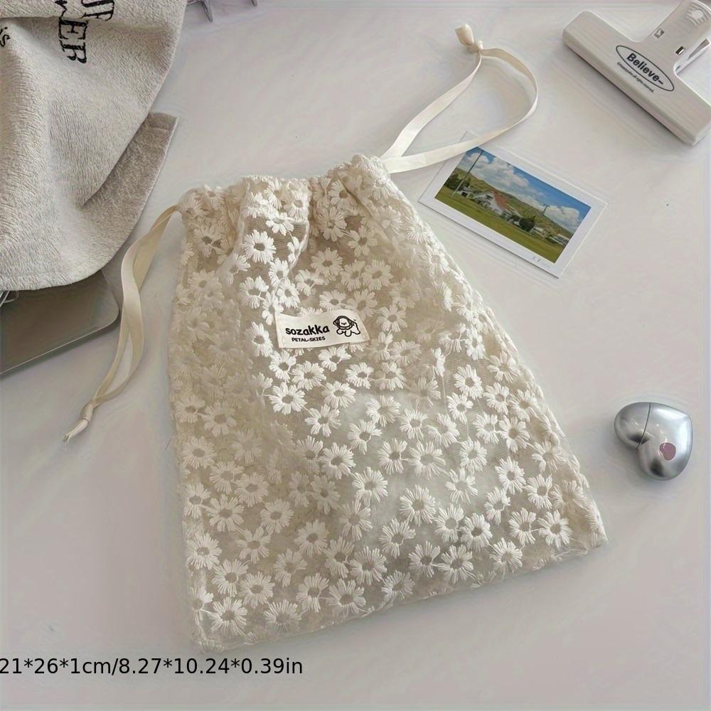 Mesh Embroidered Daisy Drawstring Storage Bag - Cute Lightweight Travel Organizer for Skincare & Toiletries, Beige, Hand Wash Only
Mesh Embroidered Daisy Drawstring Storage Bag - Cute Lightweight Travel Organizer for Skincare & Toiletries, Beige, Hand Wash Only