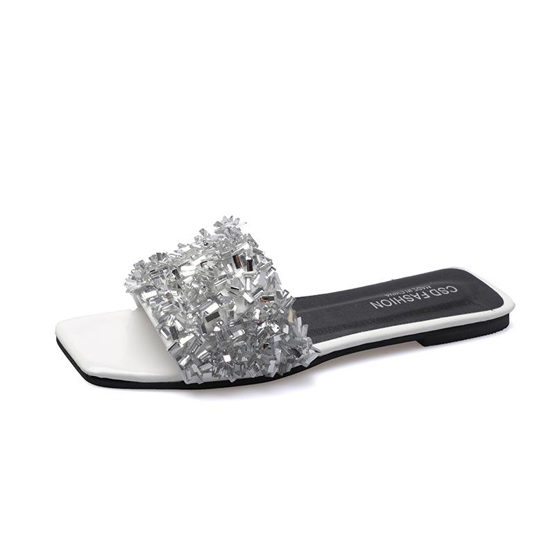 Cool slippers women s new sequined open-toed slippers flat-bottomed women s slippers 35 білий
Cool slippers women s new sequined open-toed slippers flat-bottomed women s slippers 35 білий