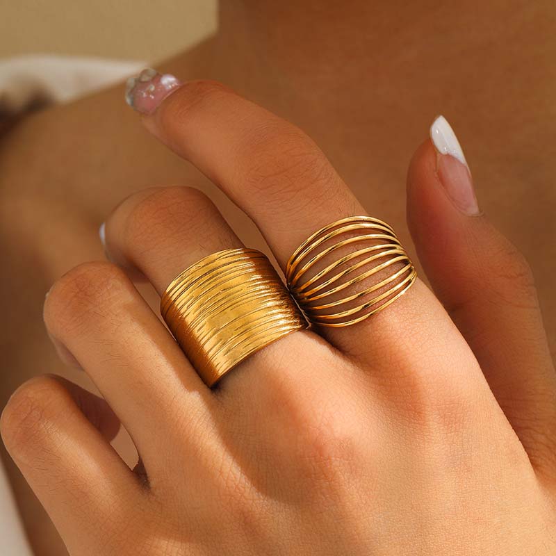 Stainless Steel Metal Hollow Line Texture Open Rings For Women Minimalist Gold Color Irregular Geometric Adjustable Ring Zircon
Stainless Steel Metal Hollow Line Texture Open Rings For Women Minimalist Gold Color Irregular Geometric Adjustable Ring Zircon