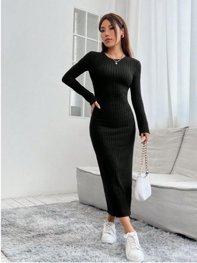 European & American Long Sleeve Round Neck Knit Dress - Autumn/Winter Collection for Women XL чорний
European & American Long Sleeve Round Neck Knit Dress - Autumn/Winter Collection for Women XL чорний