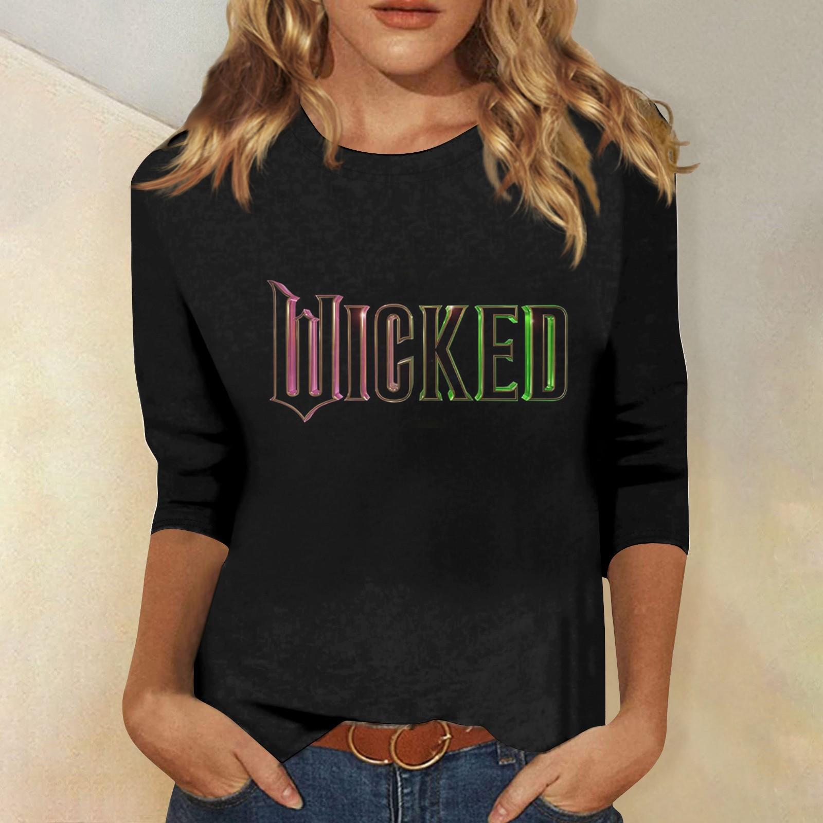 Women s Fashion Casual Seven Sleeve Bad Witch Printed Round Neck T-Shirt Top S чорний
Women s Fashion Casual Seven Sleeve Bad Witch Printed Round Neck T-Shirt Top S чорний