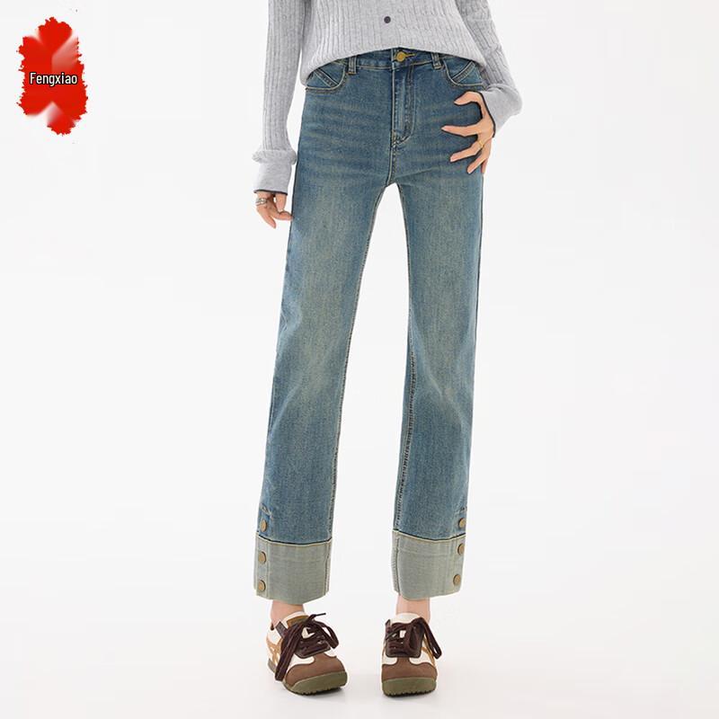 Fengxiao Women s High-Waist Vintage Blue Straight-Leg Jeans M
Fengxiao Women s High-Waist Vintage Blue Straight-Leg Jeans M