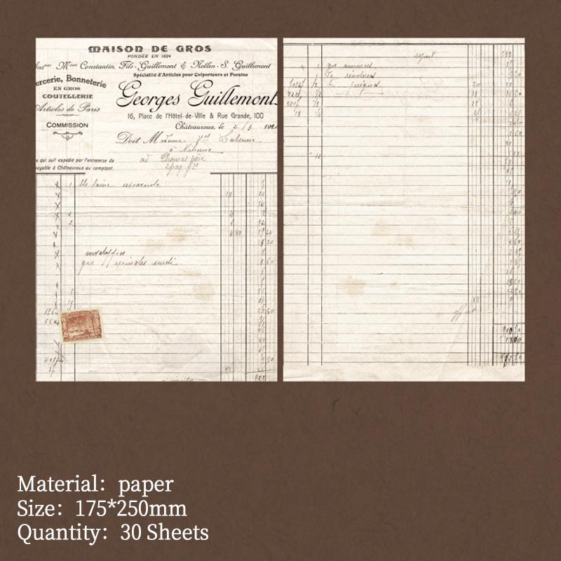 30 Sheets Vintage bill style Large size Material paper Planner Decorative Diy Scrapbooking junk journal Background paper
30 Sheets Vintage bill style Large size Material paper Planner Decorative Diy Scrapbooking junk journal Background paper