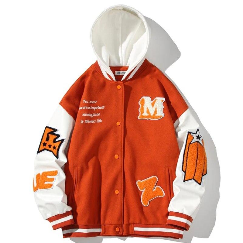 Loose Hooded Varsity Jackets Men Woman Autumn Winter Pattern Embroidery PU Leather Sleeve Oversized Baseball Uniform M-5XL 2022
Loose Hooded Varsity Jackets Men Woman Autumn Winter Pattern Embroidery PU Leather Sleeve Oversized Baseball Uniform M-5XL 2022