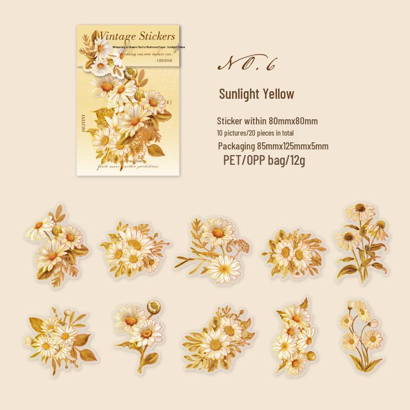 Yanji PET Sticker Pack: Floral Journal Decoration - Whispering to Flowers Series (20 Sheets, 6 Styles)
Yanji PET Sticker Pack: Floral Journal Decoration - Whispering to Flowers Series (20 Sheets, 6 Styles)