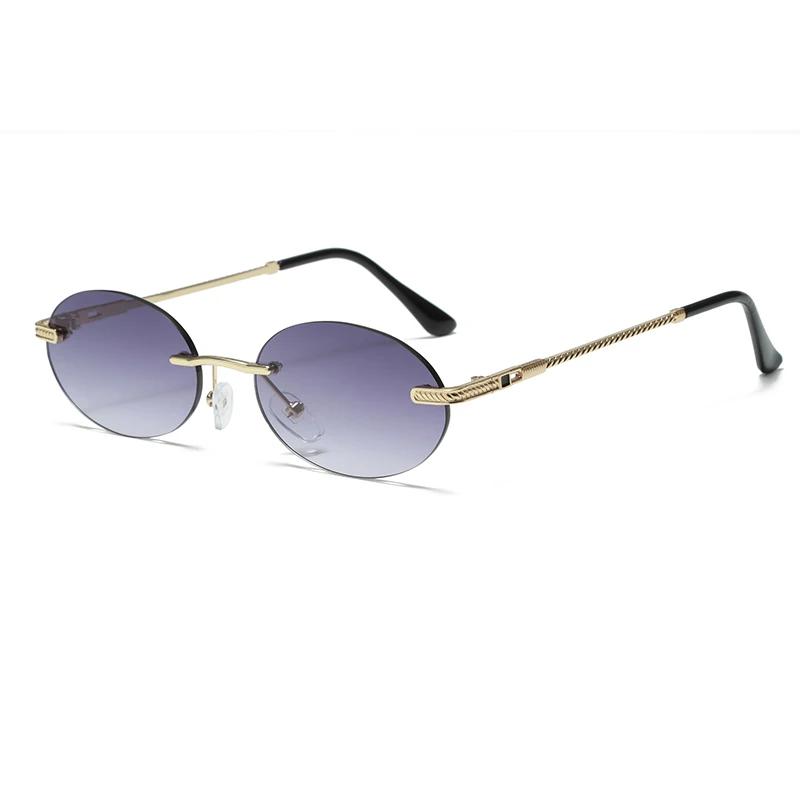 Fashion Oval Sunglasses Small Rimless Shades Luxury Brand Designer Women Men Metal Blue Sun glasses High Quality UV400 Eyewear As Picture
Fashion Oval Sunglasses Small Rimless Shades Luxury Brand Designer Women Men Metal Blue Sun glasses High Quality UV400 Eyewear As Picture