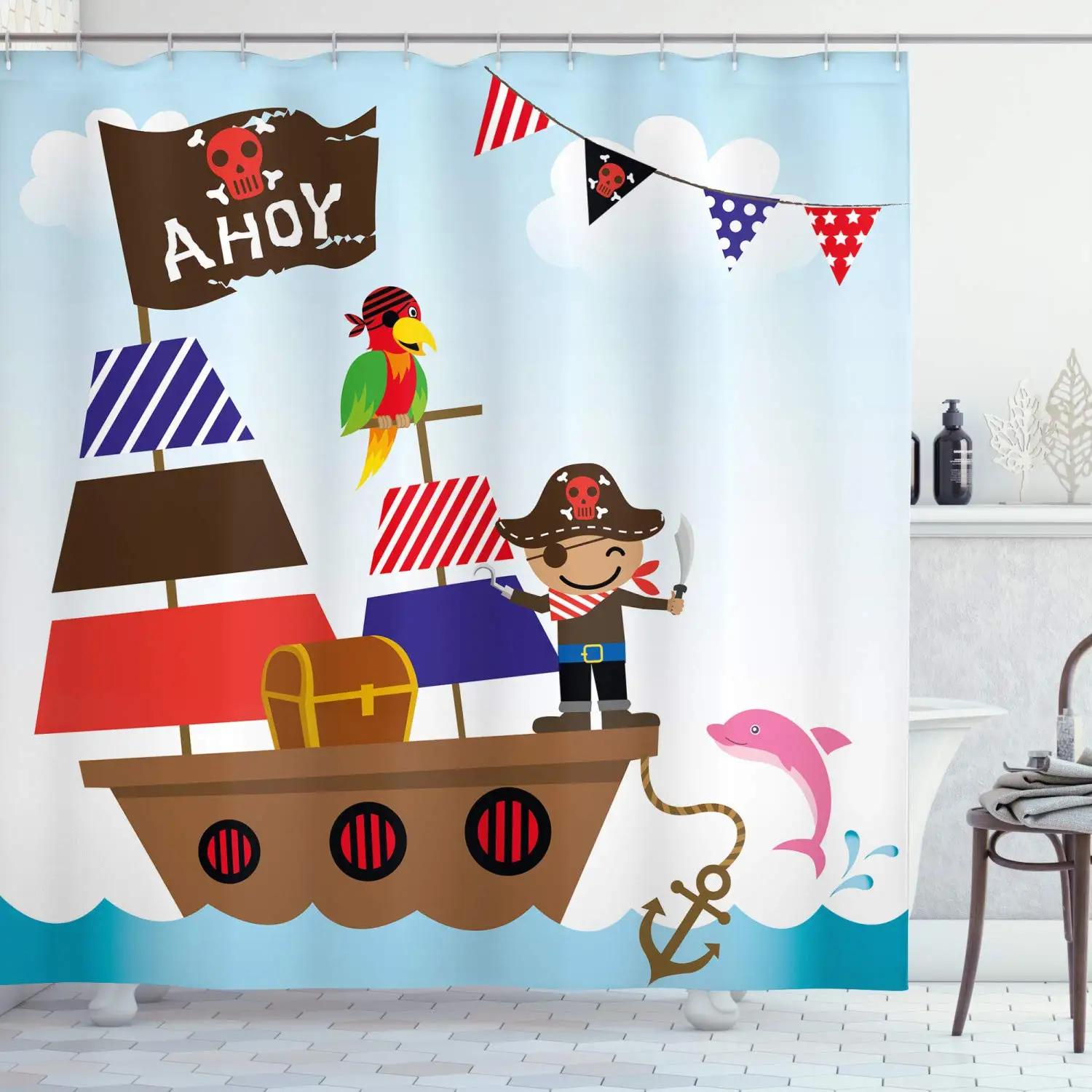 Pirate Shower Curtain Big Ship On Tropical Caribbean Seashore Pirate Island Rock Waterproof Fabric Bathroom Curtain With Hooks W60H190(CM)-1 Pcs
Pirate Shower Curtain Big Ship On Tropical Caribbean Seashore Pirate Island Rock Waterproof Fabric Bathroom Curtain With Hooks W60H190(CM)-1 Pcs