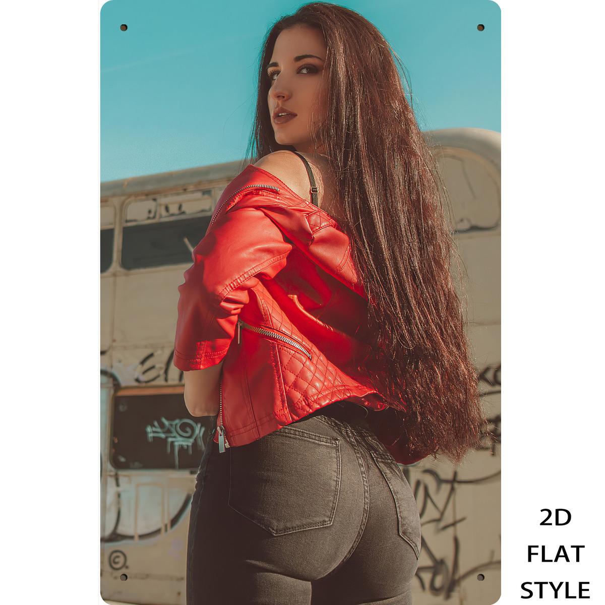 HD Metal Tin Sign Curvy Brunette in Red Leather Jacket Black Jeans Retro Wall Decor for Man Cave Urban Street Style Room 20x30cm(7.8x11.8inch)
HD Metal Tin Sign Curvy Brunette in Red Leather Jacket Black Jeans Retro Wall Decor for Man Cave Urban Street Style Room 20x30cm(7.8x11.8inch)