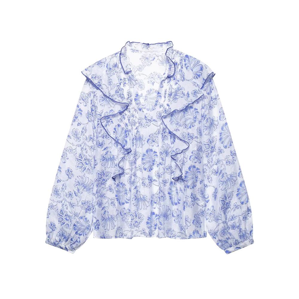 2025 Women s Spring/Summer V-Neck Ruffle Layered Print Shirt Extra Small королівський синій колір
2025 Women s Spring/Summer V-Neck Ruffle Layered Print Shirt Extra Small королівський синій колір
