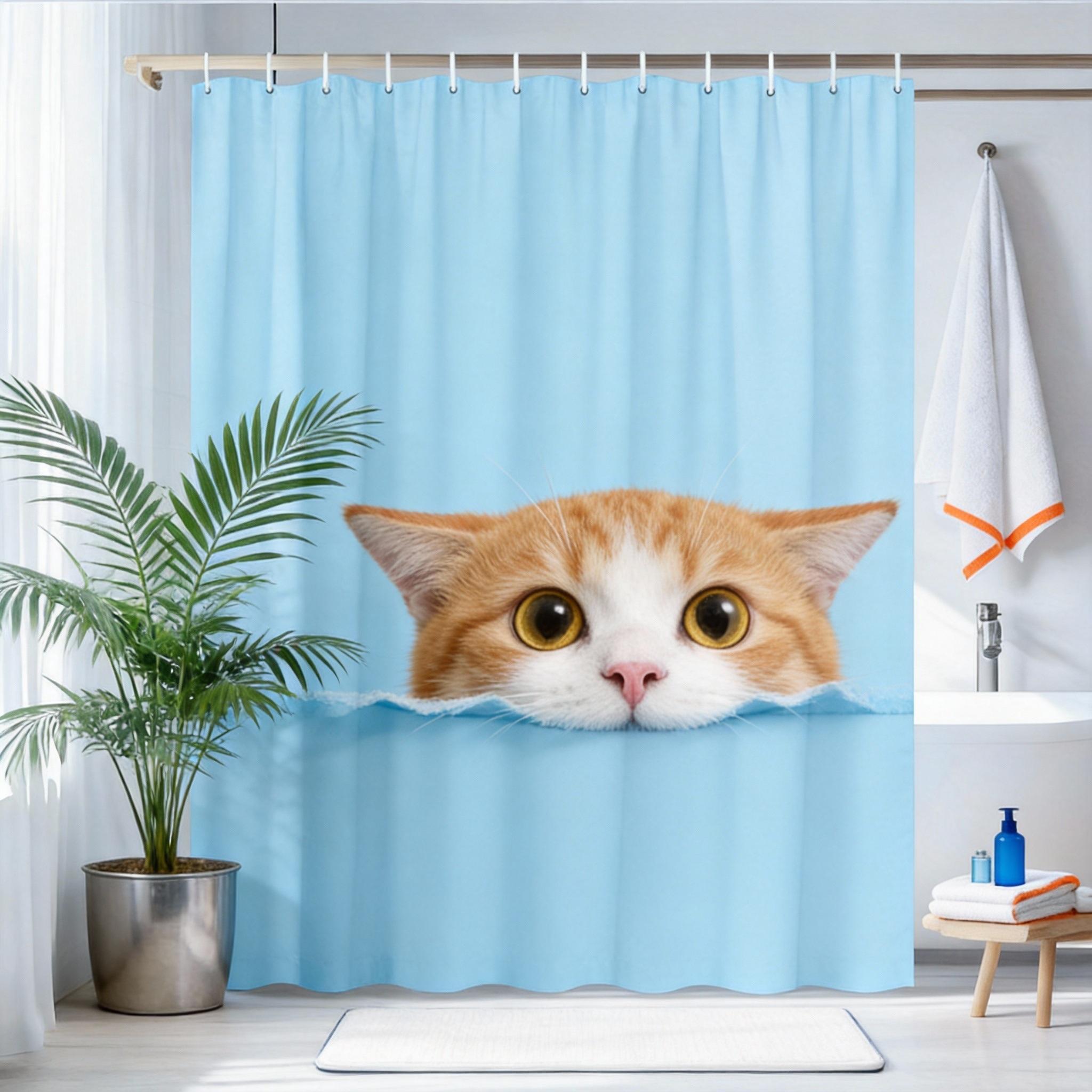 Black And White Cat Shower Curtain 180X180Cm – Curious Kitty Peeking, Waterproof, With Hooks Included Shower Curtain Hooks W60H190(CM)-1 Pcs
Black And White Cat Shower Curtain 180X180Cm – Curious Kitty Peeking, Waterproof, With Hooks Included Shower Curtain Hooks W60H190(CM)-1 Pcs