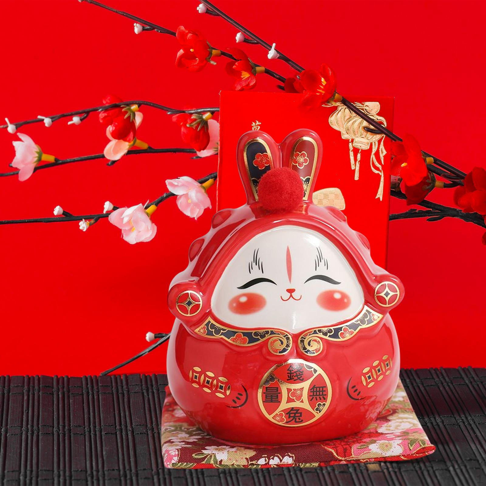 Chinese Bunny Statue Piggy Bank Cute Animal Ceramic Money Saving Box Collectible Lovely for Year Red
Chinese Bunny Statue Piggy Bank Cute Animal Ceramic Money Saving Box Collectible Lovely for Year Red