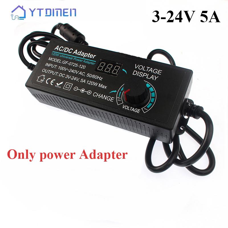 Adjustable Power Adapter AC To DC 3V-24V 5A Transformer Universal Led Power Supply Adjustable with Display Screen Voltage US
Adjustable Power Adapter AC To DC 3V-24V 5A Transformer Universal Led Power Supply Adjustable with Display Screen Voltage US
