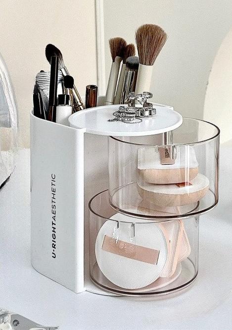 Rotating Dustproof Storage Box Multifunctional Makeup Brush Beauty Sponge Storage Box Hair Accessories Jewelry Sundries Organize
Rotating Dustproof Storage Box Multifunctional Makeup Brush Beauty Sponge Storage Box Hair Accessories Jewelry Sundries Organize