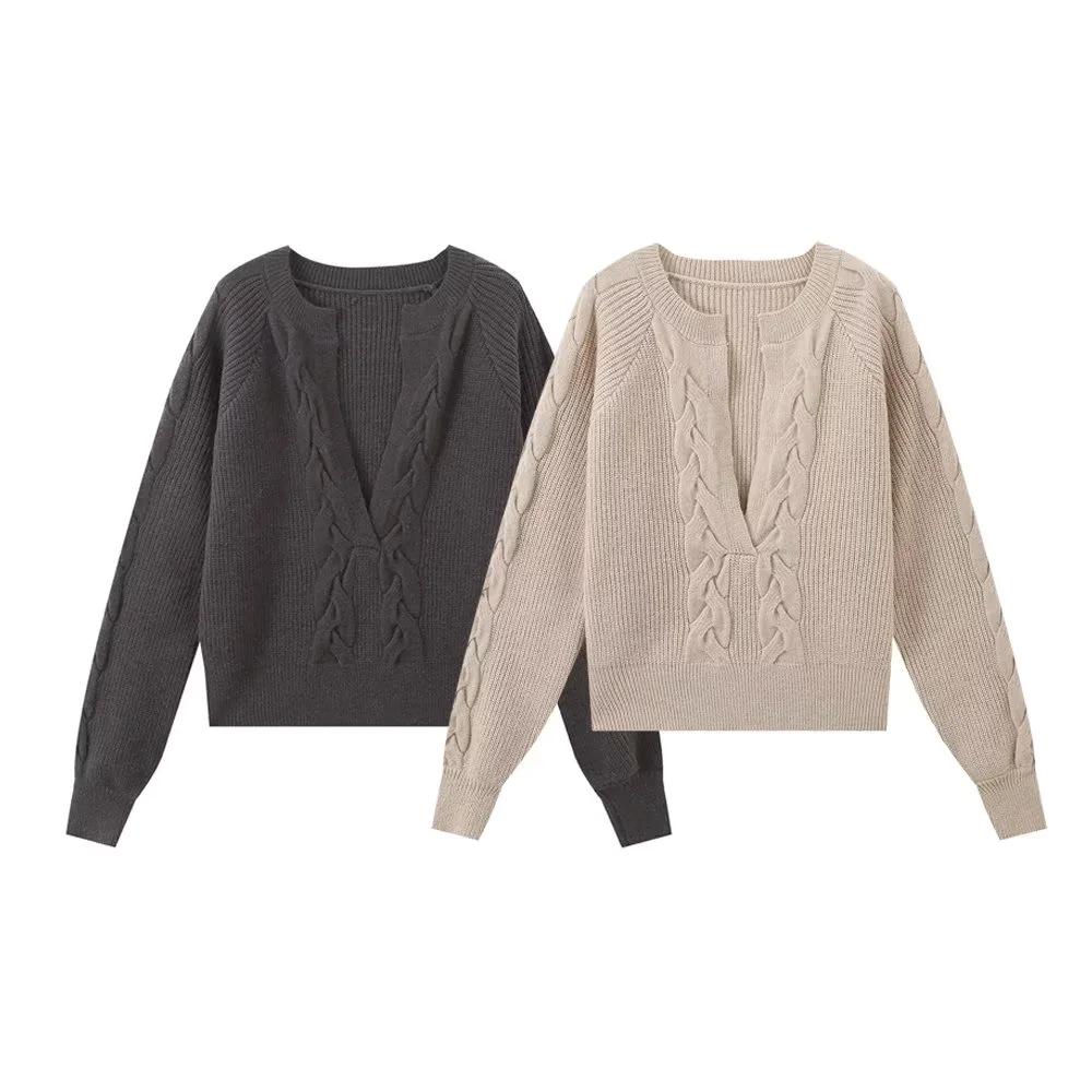 French Casual Cable Knit Deep V-Neck/Round Neck Long Sleeve Ribbed Sweater Medium хаки
French Casual Cable Knit Deep V-Neck/Round Neck Long Sleeve Ribbed Sweater Medium хаки