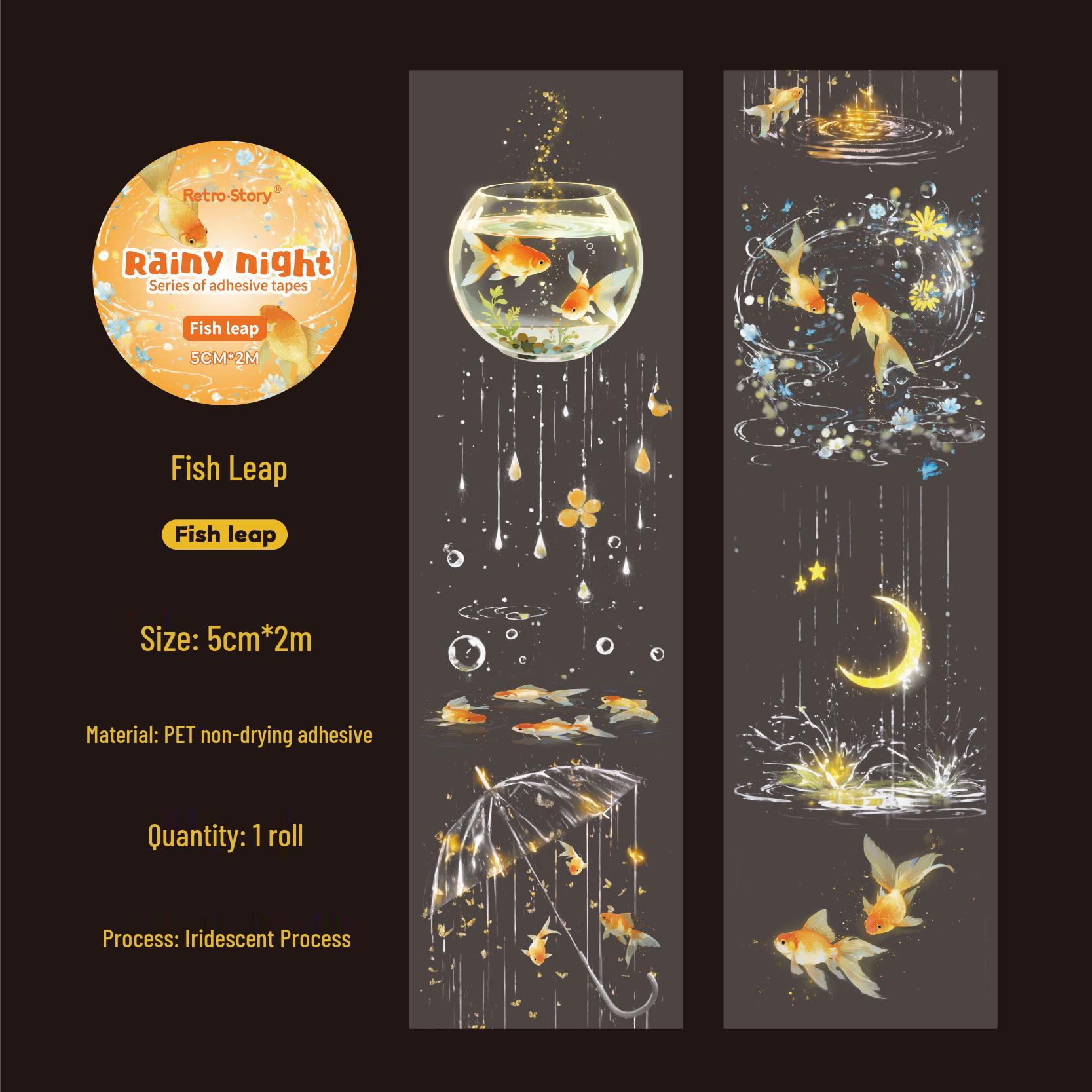 Retro.Story Iridescent Rain Night Series PET Adhesive Tape: 6 Scenery-Themed Journal Stickers
Retro.Story Iridescent Rain Night Series PET Adhesive Tape: 6 Scenery-Themed Journal Stickers