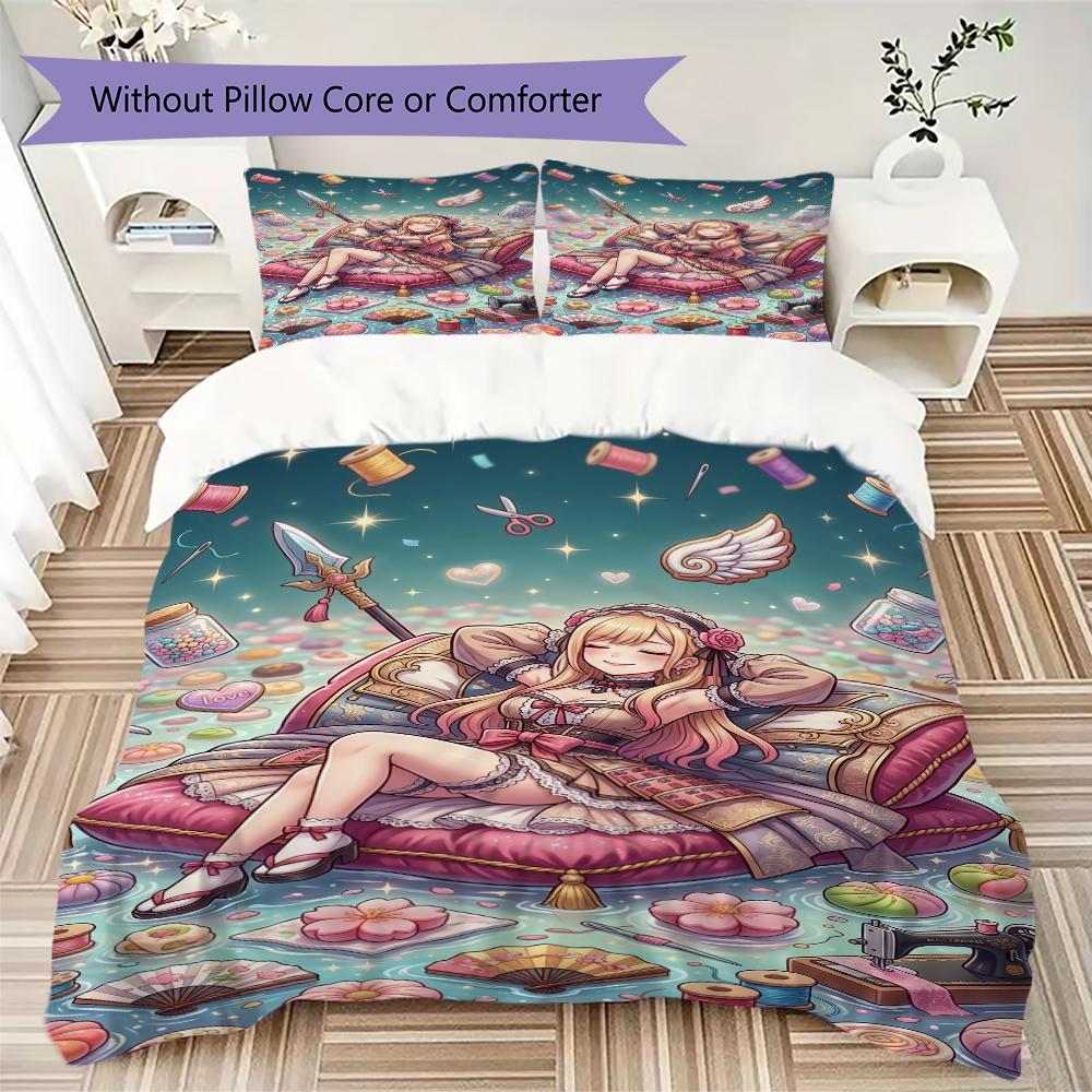Cute Q-version of Hai Meng Pattern Bedding,Quilt Set Quilt Cover Pillowcase Home Birthday Gift (1 * duvet cover + 2 * pillowcase, without core) 135x200cm
Cute Q-version of Hai Meng Pattern Bedding,Quilt Set Quilt Cover Pillowcase Home Birthday Gift (1 * duvet cover + 2 * pillowcase, without core) 135x200cm