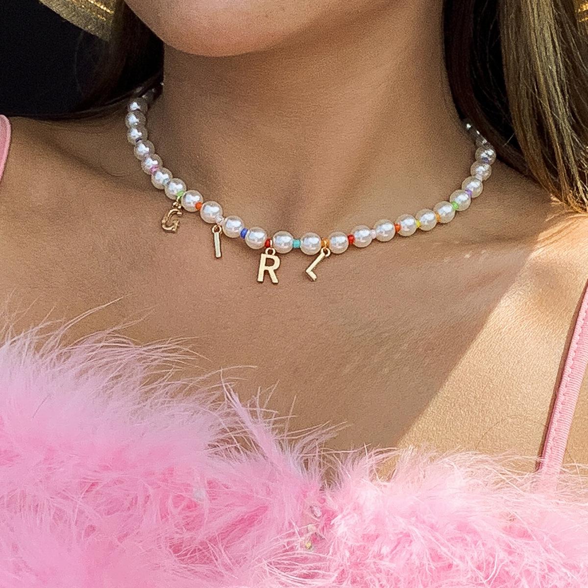 Accessories, creative imitation pearl y2k letter fringed necklace, sweet and cool contrasting rice bead girl necklace
Accessories, creative imitation pearl y2k letter fringed necklace, sweet and cool contrasting rice bead girl necklace