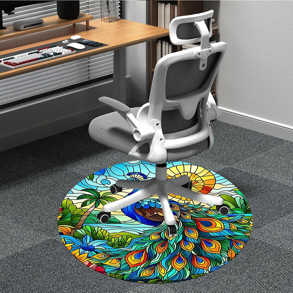 1pc Peacock StainedGlass Office Round Area Rug, Under Office Chairs Bedroom Living Room Home Decor, Room Deco 80cm
1pc Peacock StainedGlass Office Round Area Rug, Under Office Chairs Bedroom Living Room Home Decor, Room Deco 80cm